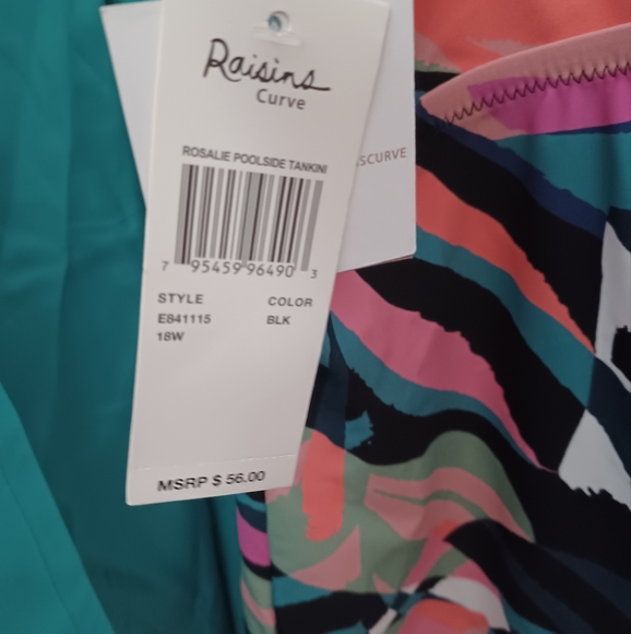 Raisins Curve Women's Plus Tropical Floral Print Ruffle Shea Swim Tankini Top